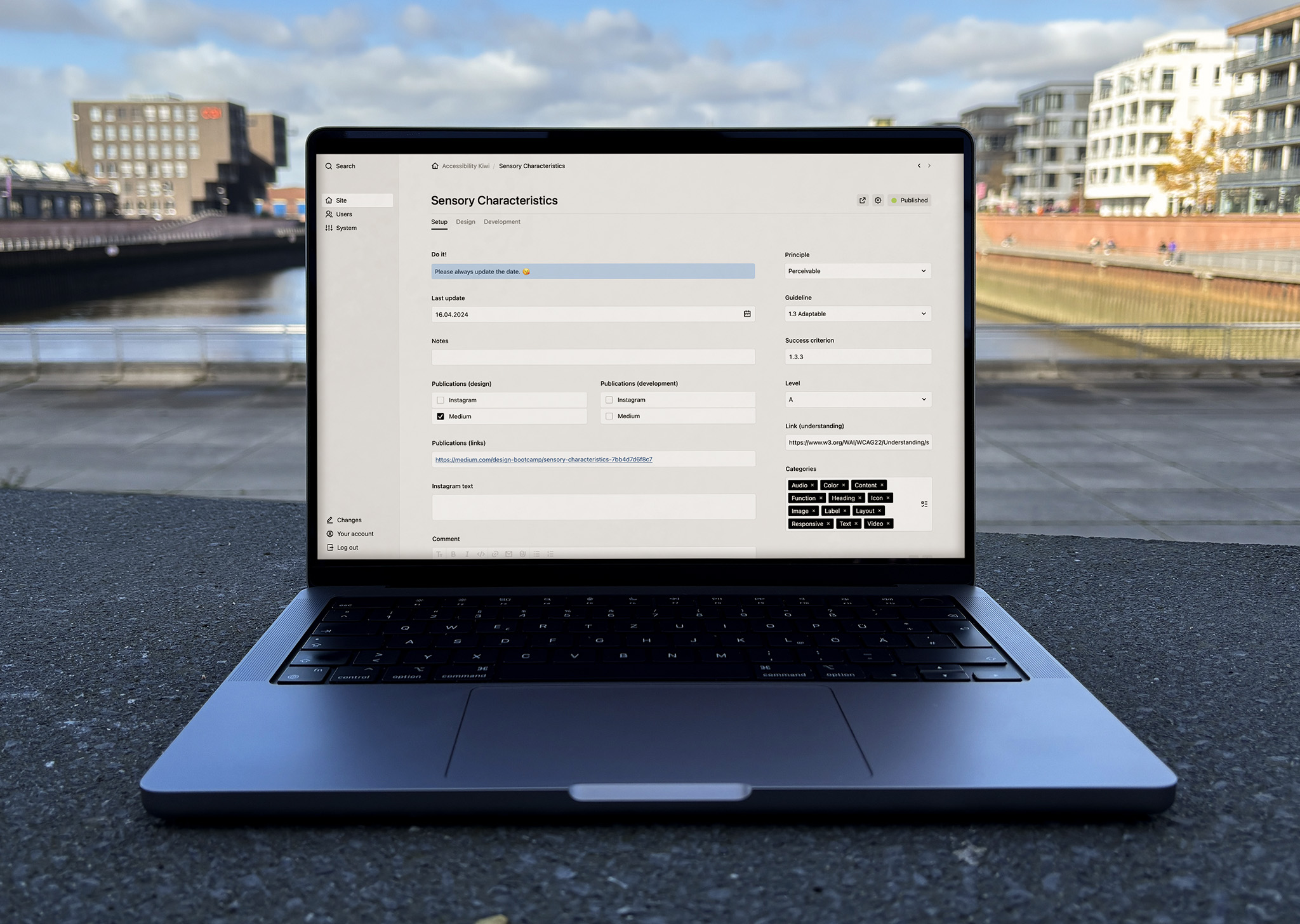 MacBook with screen of backend