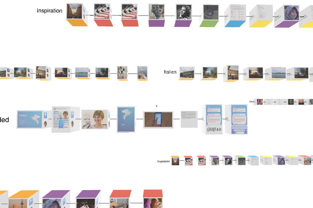Screenshot of the prototype: Different cubes aligned on individual strands in straight view