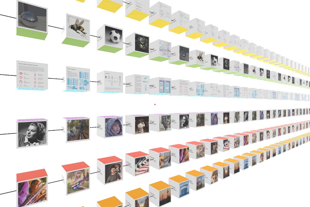 Screenshot of the prototype: View turned to the right showing the long lines of the strands.