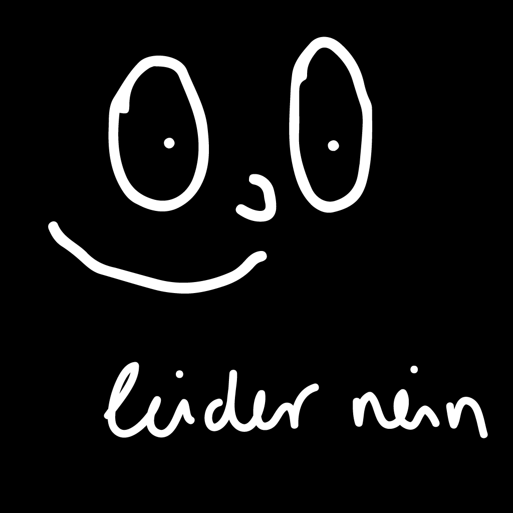 Logo with face and “leider nein”